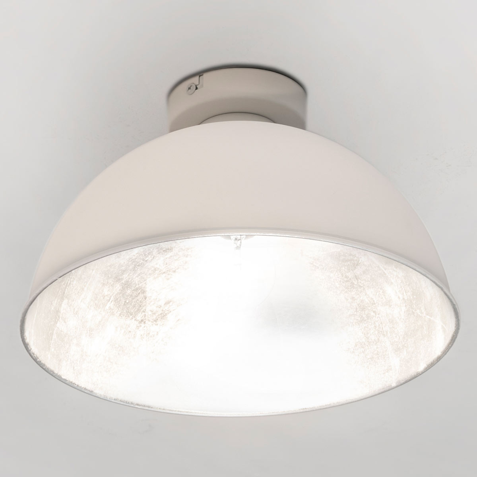 REALITY LEUCHTEN PLAFONNIER JIMMY DESIGN INDUSTRIEL, BLANC/ARGENTÉ