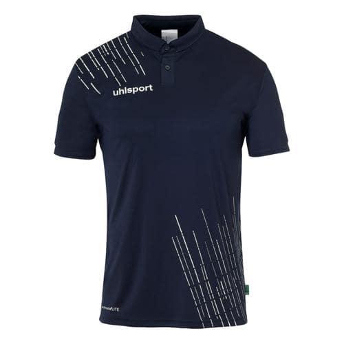 POLO POLYCOTON ENFANT - UHLSPORT - SCORE 26 BLEU MARINE/BLANC