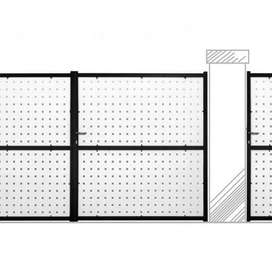 Portail coulissant et portillon Dubai - cadre tube 40x40x2 - tôle de 2 avec trous carrés de 20_0