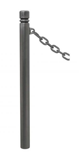 Potelet DECO à chaînes - Pommeaux en fonte acier soudés - Hauteur 1180mm - Ø 76mm_0