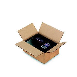 RAJA Caisse américaine carton simple cannelure - L.Int. 20 x l.15 x h.9  cm - Kraft brun - Lot de 25_0
