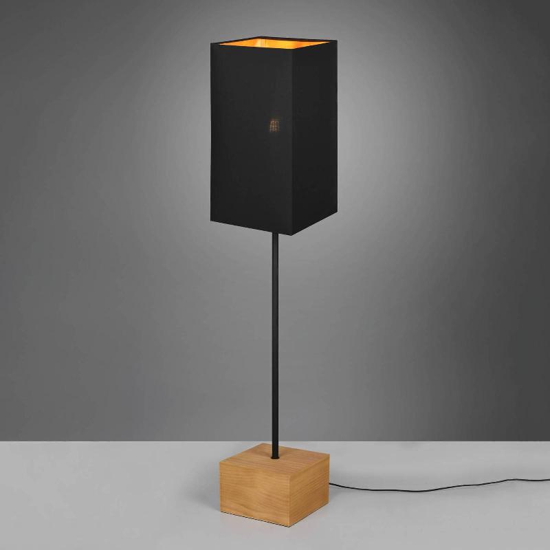 REALITY LEUCHTEN LAMPADAIRE WOODY BOIS/TISSU PARALLÉLÉPIPÈDE, NOIR