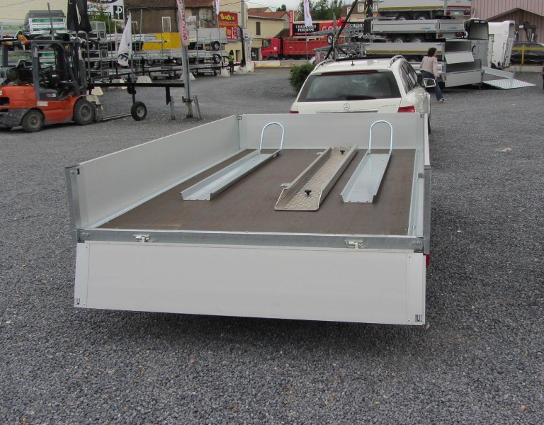 Remorque plateau Humbaur HT 303121 - 2 essieux, roues dessous, ridelles alu, 3000 kg PTAC_0