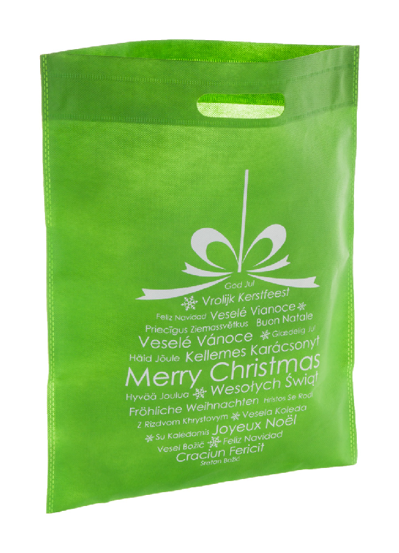 Sac shopping publicitaire - Non-tissé motif Noël - 70 g/m² - Couleur verte_0