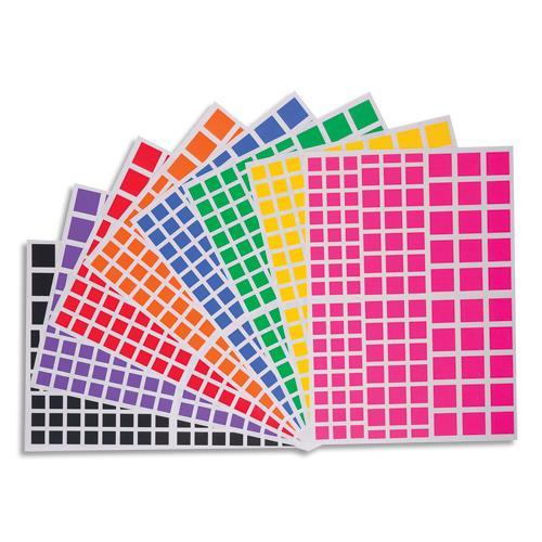 SACHET DE 18 PLANCHES DE GOMMETTES CARREES 3 TAILLES -CLEOPATRE - 6 COULEURS 3 PLANCHES PAR COULEUR