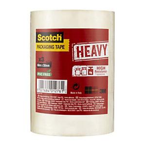 SCOTCH HEAVY RUBAN ADHÉSIF D'EMBALLAGE POLYPROPYLÈNE 57 MICRONS 50MM X 66M TRANSPARENT - TOUR DE 3