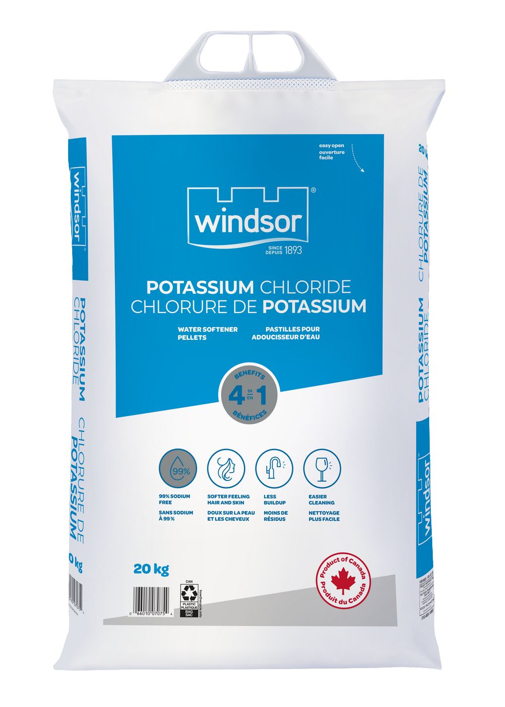Sel adoucisseur d'eau Windsor - chlorure de potassium exempt de sodium - sac de 20 kg_0
