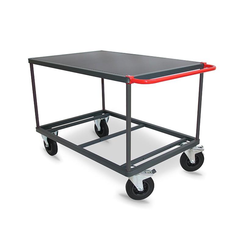 Servante d'atelier 1 plateau - 1200 x 800 mm - Charge 500 kg - Poignée rouge - Marque Rolléco_0