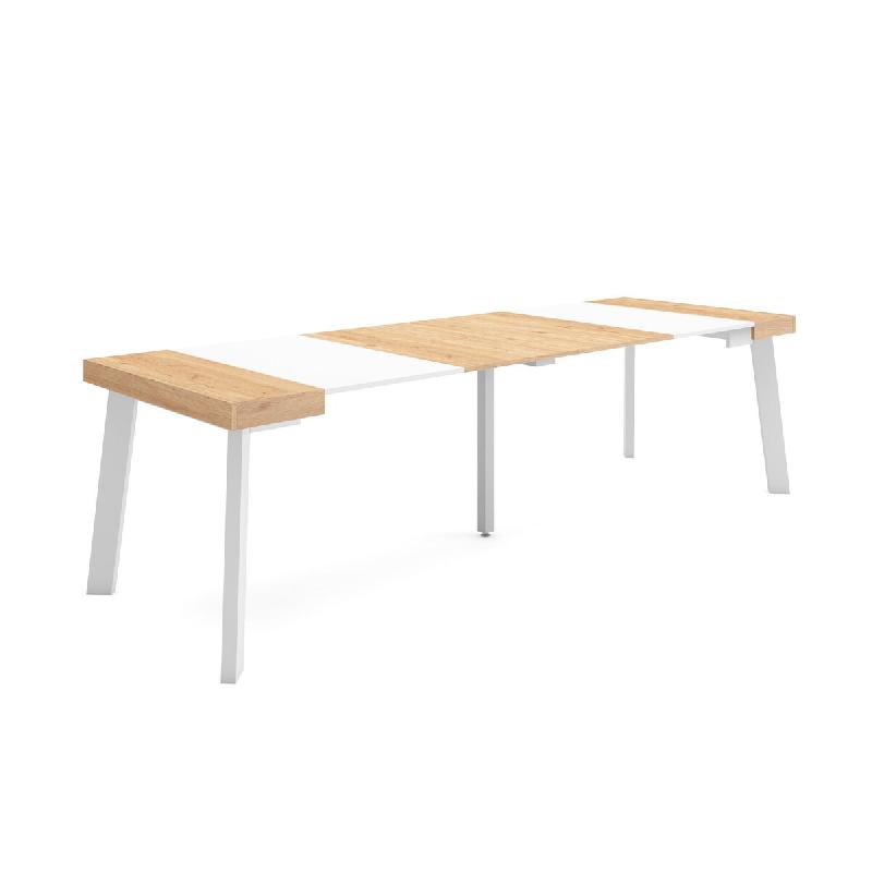 SKRAUT HOME Table console extensible, 260, Pour 12 personnes, Pieds en bois, Chêne et blanc - beige Bois manufacturé 367_21_0