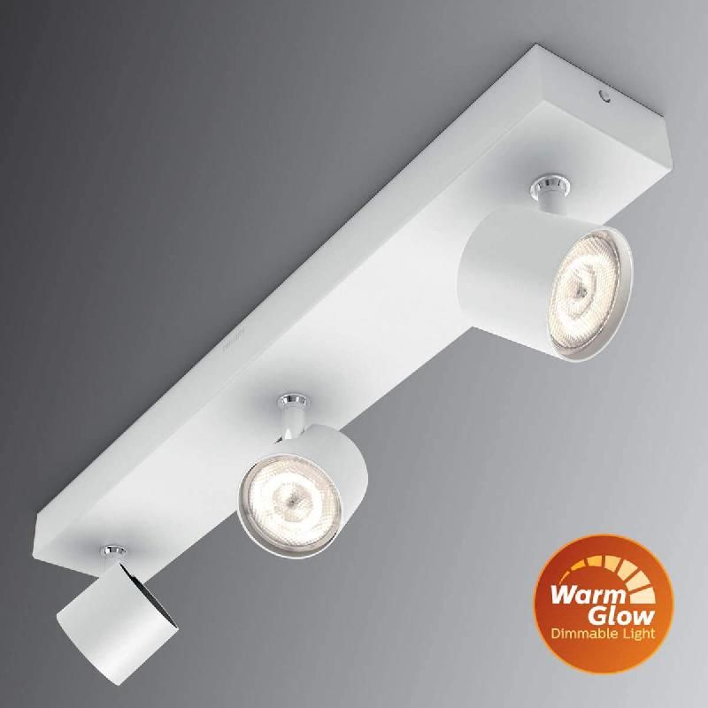 PHILIPS SPOT LED À 3 LAMPES STAR, WARMGLOW, BLANC
