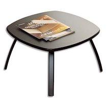 TABLE BASSE CARRÉE NOIRE EN BOIS, PLATEAU GRIS ANTHRACITE ET PIÈTEMENT ÉPOXY ALUMINIUM