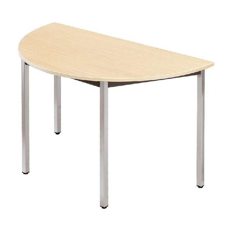 TABLE MODULAIRE DOMINO 1/2 ROND - L. 120 X P. 60 CM - PLATEAU ERABLE - PIEDS GRIS