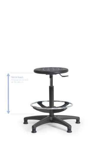 Tabouret de bureau en polyuréthane noir - Réf : TABRO2FIXVHRPP - Vérin haut, repose-pieds, patins_0