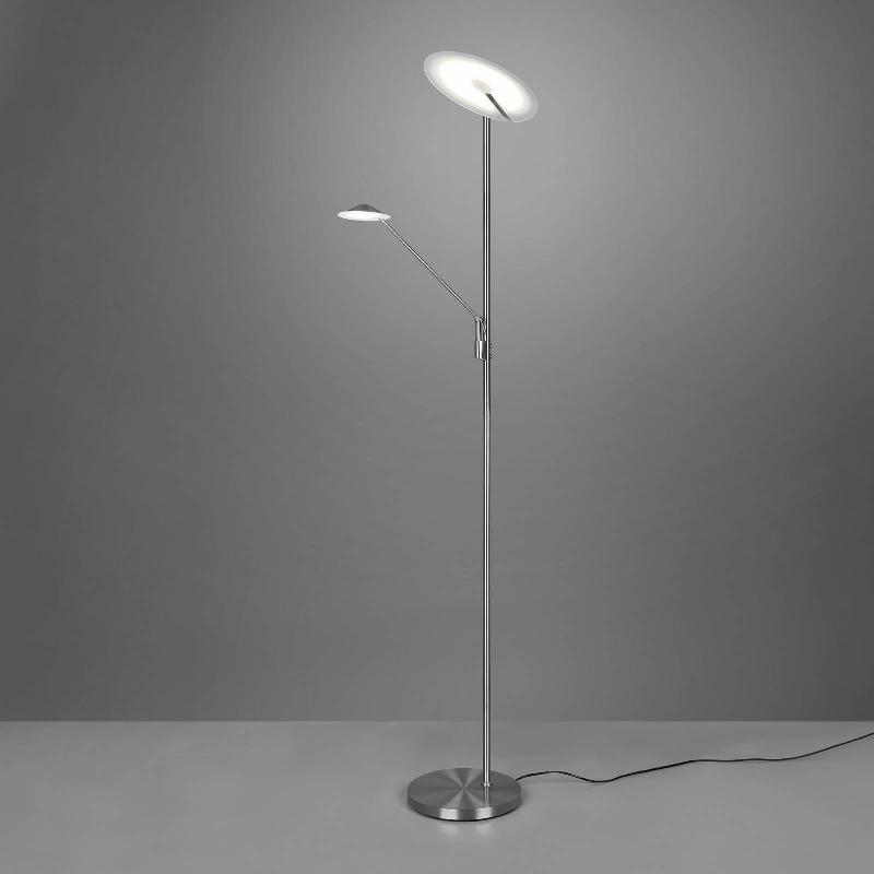 TRIO LIGHTING LAMPADAIRE LED BRANTFORD, LAMPE DE LECTURE LED NICKEL MAT