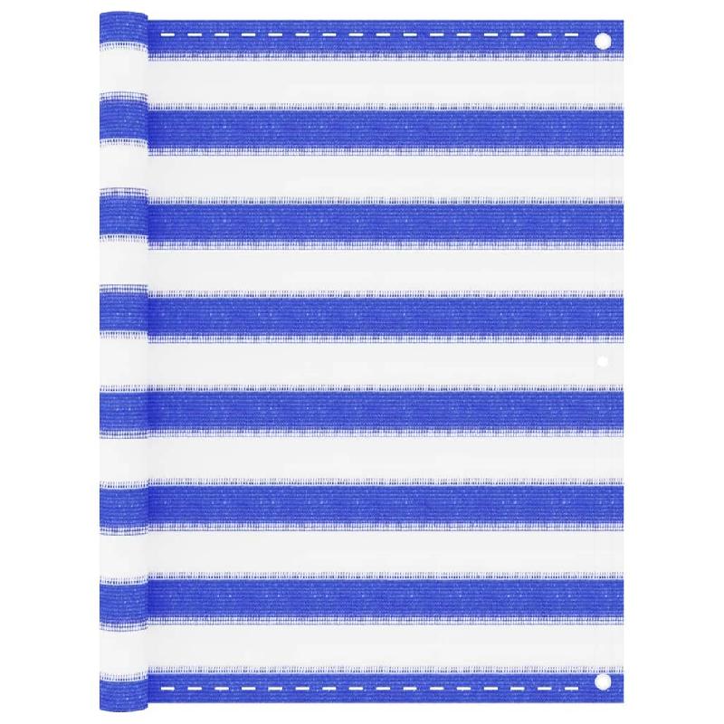 VidaXL Écran de balcon Bleu et blanc 90x400 cm PEHD Modèle Riviera Chic - 310889_0