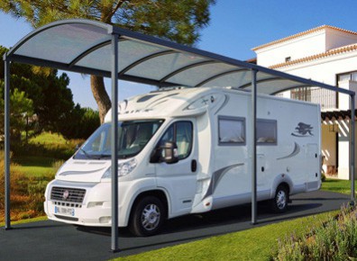 Abri camping-car design en aluminium - Toiture arrondie en polycarbonate - Dimensions 300x764x300 cm - Garantie 10 ans_0