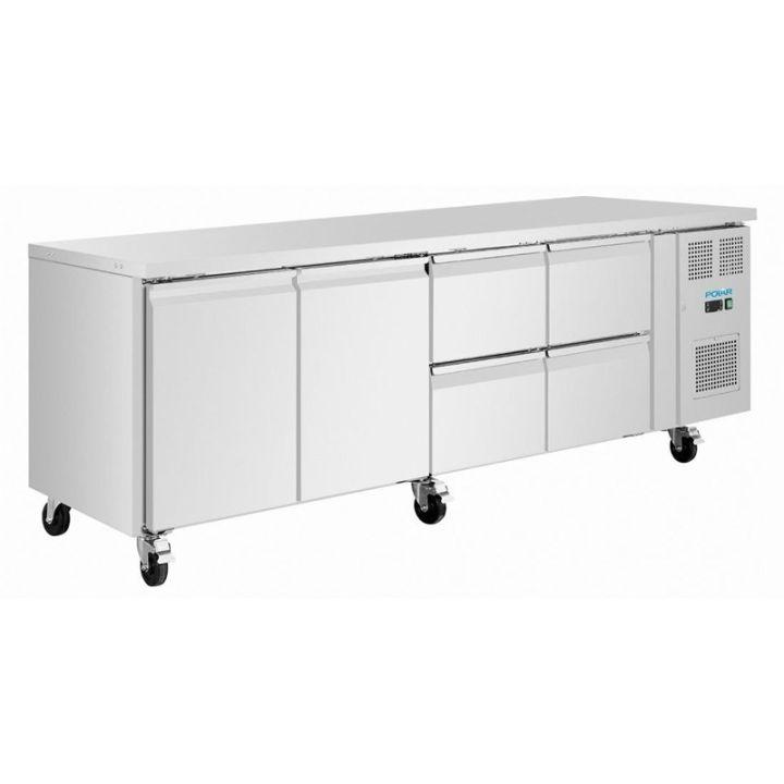 BIS Table inox réfrigérée tropicalisée positive 476 Litres 2 portes, 4 tiroirs, 220 V - MONO_0