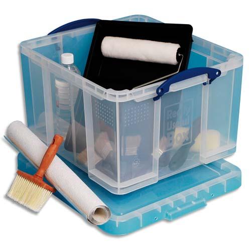 BOÎTE DE RANGEMENT 42L + COUVERCLE, DIMENSIONS L50 X H31 X P44 CM COLORIS TRANSPARENT