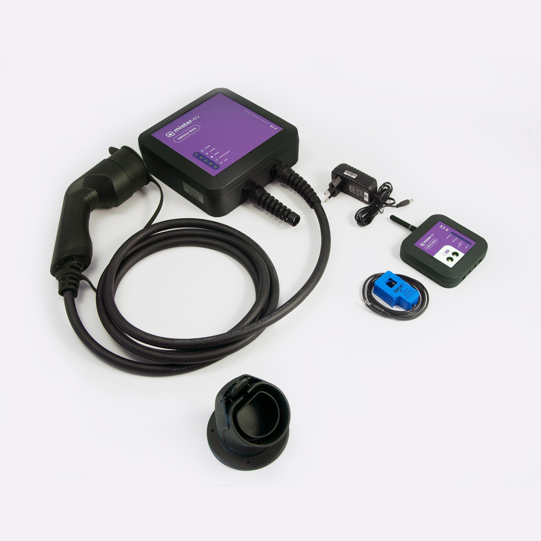 Borne de recharge en copropriété pour voiture électrique - Type 2 avec gestion d'énergie 2,3kW à 7,4kW - VELOCY BOX - Made in France_0