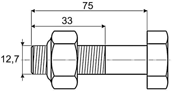 BOULON 1/2X75 /33 +ECROU POUR FLEAU MAC-CONNEL