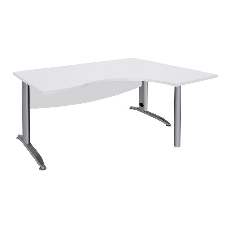 BUREAU COMPACT RETOUR A DROITE ACTIVITY METAL 2 - L. 160 X P. 120 CM - PLATEAU BLANC - PIEDS L ALUMINIUM