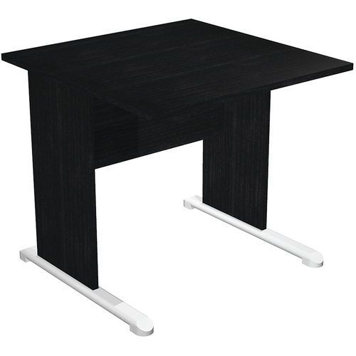 BUREAU DROIT AVEC PIEDS L FAST - 80 CM - NOIR - NOIR/ALU