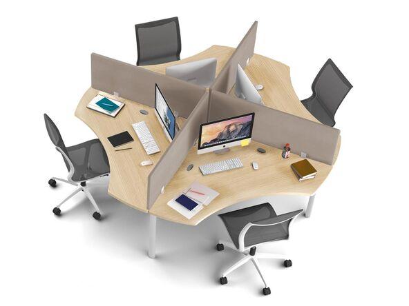 Bureau partagé 4 personnes pas cher avec panneaux acoustiques inclus_0