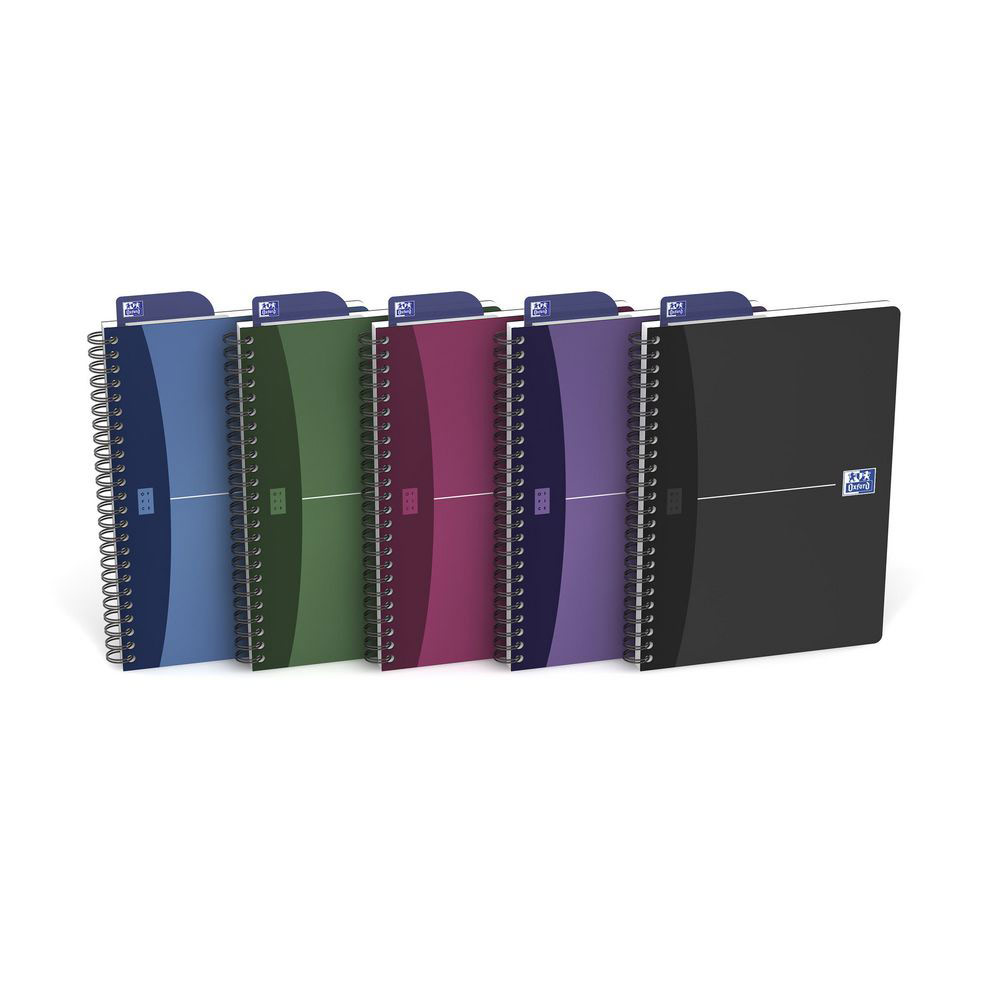 CAHIER BUREAU OXFORD URBAN MIX - RELIURE SPIRALES - COUVERTURE POLYPRO - 180 PAGES - PETITS CARREAUX - 14,8 X 21 CM - LOT DE 5