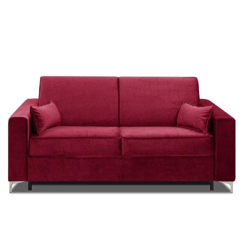 CANAPÉ CONVERTIBLE EXPRESS JACKSON 160CM SOMMIER LATTES TÊTE DE LIT INTÉGRÉE POLYURÉTHANE ROUGE MATELAS 16 CM_0