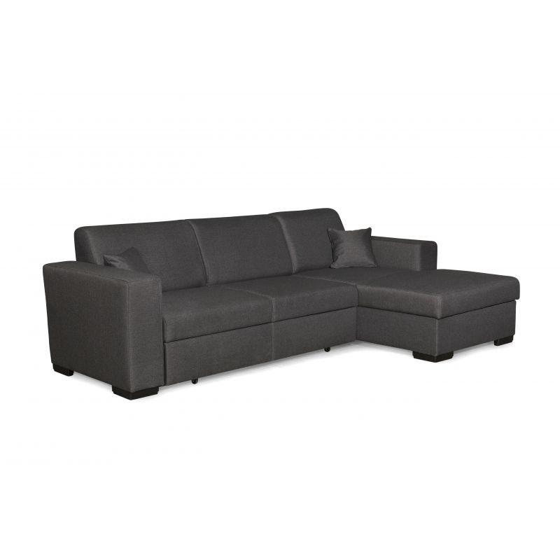 Canapé d'angle droit convertible Cabiri gris foncé - avec coffre de rangement et coussins d'appoint_0