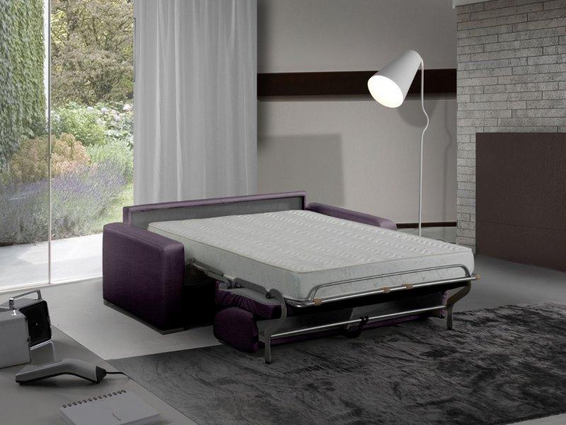 Canapé lit 3 places MASTER convertible ouverture express - 140x200 cm - Tweed Cross violet - Matelas 18 cm inclus_0