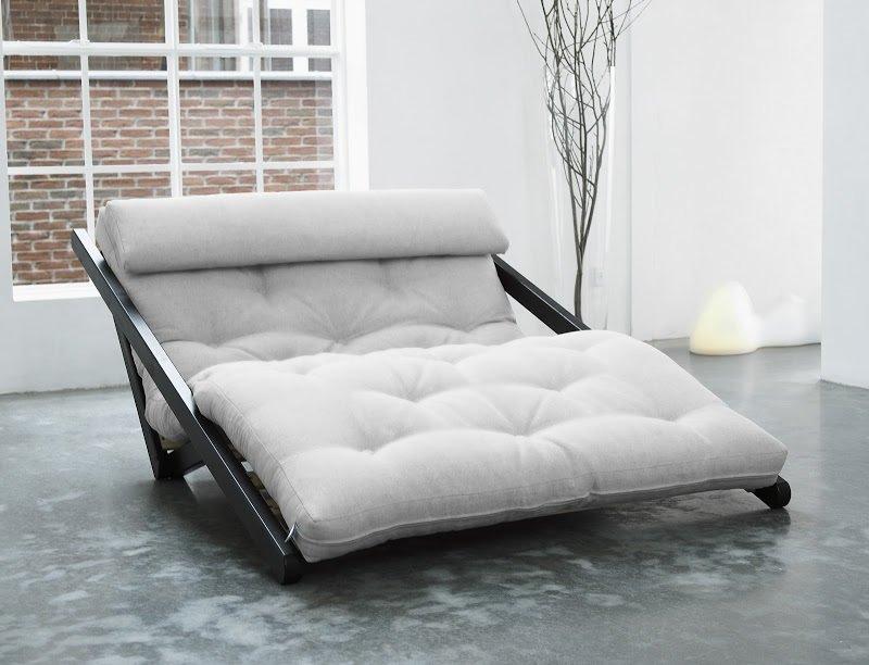 Chaise longue convertible wengé figo futon écru couchage 120*200cm