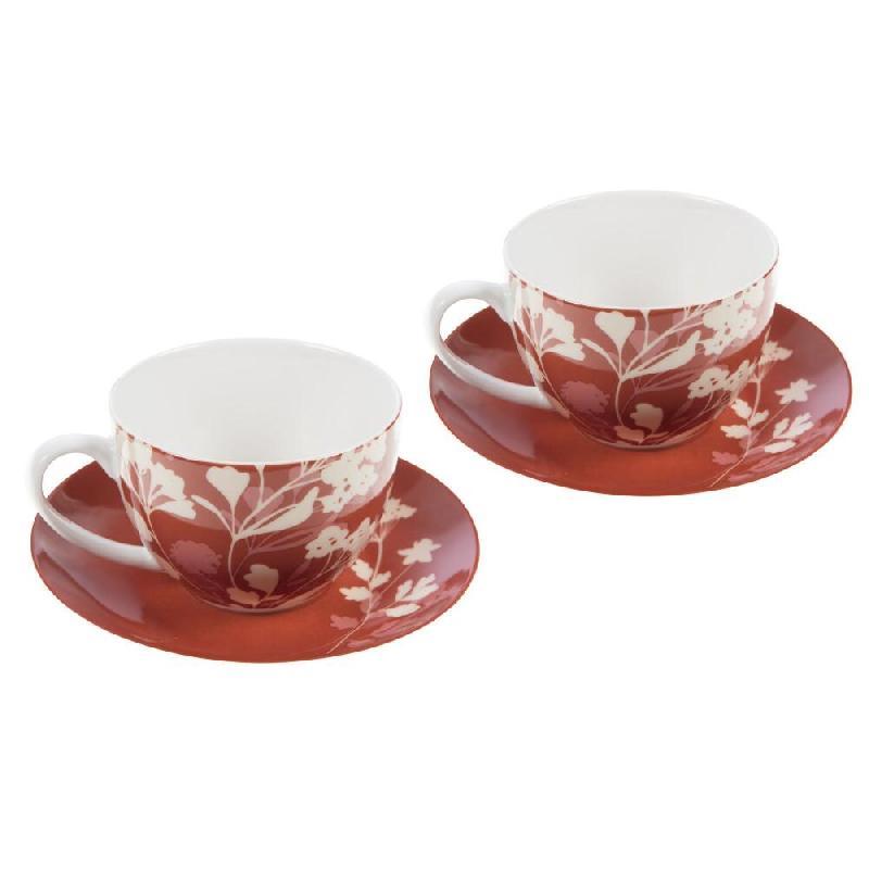 Coffret de 2 tasses et sous-tasses Isana -  Marron Rond Porcelaine Amadeus 6.299x4.9 cm - marron porcelaine 3520071930190_0