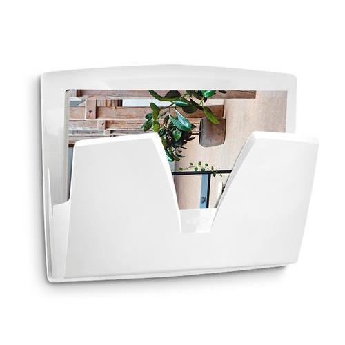 CORBEILLE COURRIER MURALE CEP PROTECT CHARGE 2,5KG - ANTIBACTERIENNE - DIM(LXHXP): 36,1X27X8,6CM - BLANC