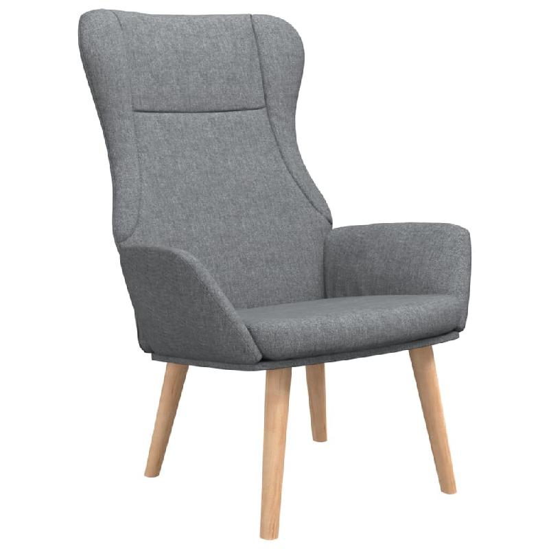 Décoshop26 - Fauteuil lounge chaise de canapé chambre design moderne en tissu gris clair et bois DEC026665 - gris Bois massif 3000255943425_0