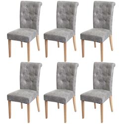 Décoshop26 - Lot de 6 chaises de salle à manger avec rivets métalliques décoratifs en tissu gris clair pieds clairs 04_0007620 - gris 3000262202119_0