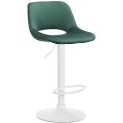 Décoshop26 - Tabouret de bar chaise haute x1 avec repose-pieds en velours vert piètement métallique blanc 10_0004606 - blanc 3000252195483_0