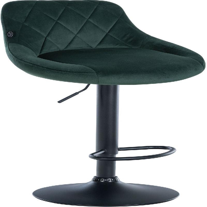 Décoshop26 - Tabouret de bar en velours vert coutures décoratives pivotant support métal noir TDB10670 - noir métal 3002473232695_0
