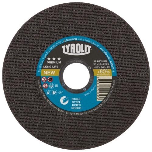 DISQUES À TRONÇONNER - PREMIUM LONGLIFE MOYEU PLAT - COUPE ACIER - 115 MM - 1 MM TYROLIT