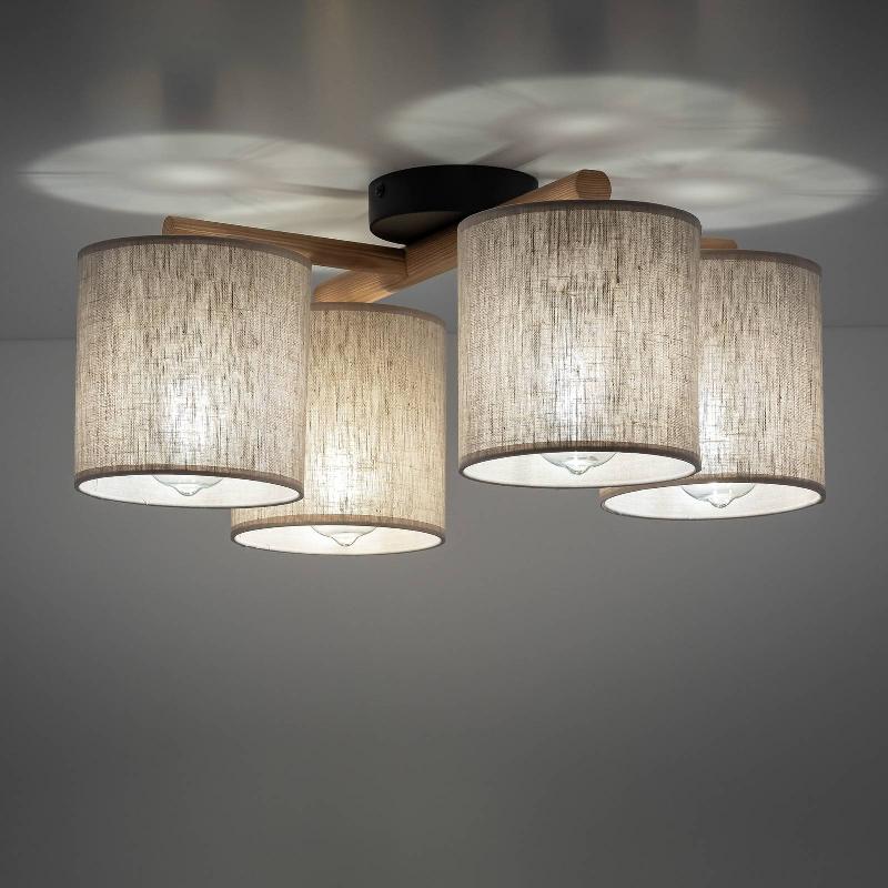 TK LIGHTING PLAFONNIER DEVA À 4 LAMPES, TISSU