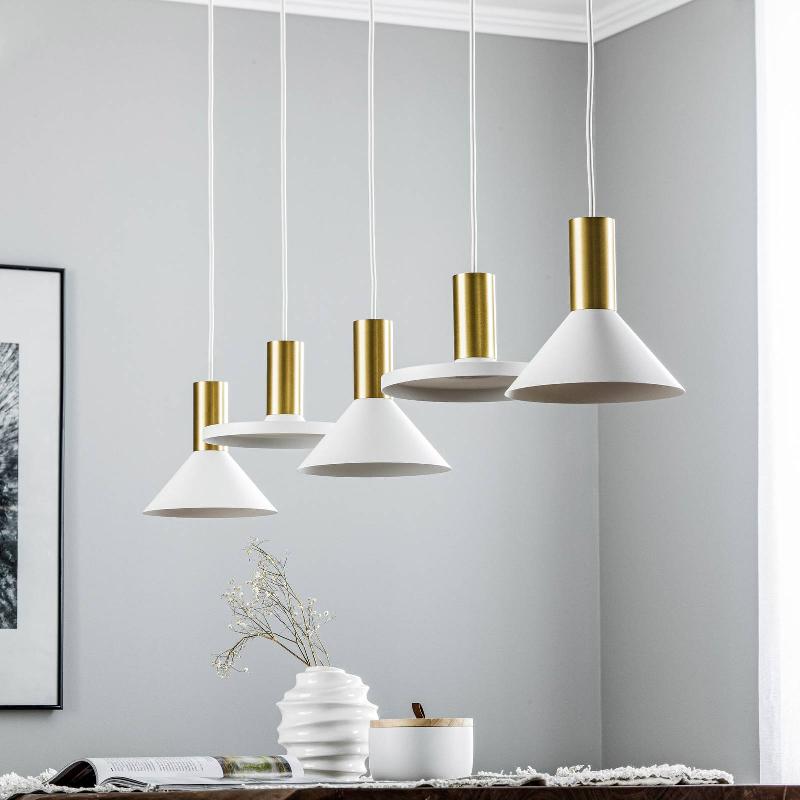 EULUNA SUSPENSION HERMANOS V 5 LAMPES BLANC/LAITON
