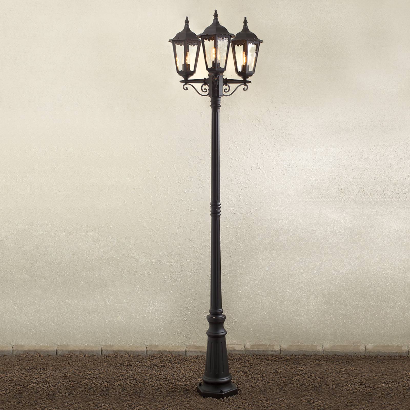 KONSTSMIDE LAMPE POUR MÂT FIRENZE À 3 LAMPE, NOIRE