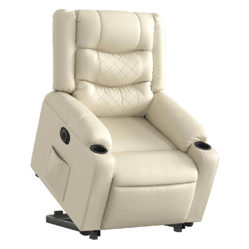 Fauteuil inclinable électrique crème similicuir Modèle Fervanelis - 8721012217898_0