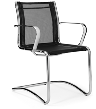 Fauteuil trendy visiteur - structure luge en acier chromé - assise et dossier en résille polyester_0