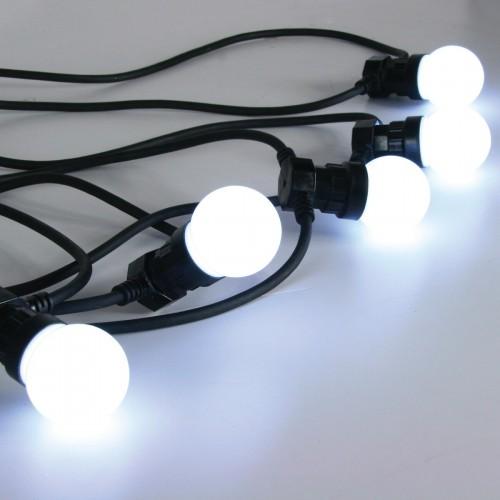 GUIRLANDE LED B22 MOULÉES X12 FIXE - CÂBLE NOIR 10M - BLANC FROID FESTILIGHT