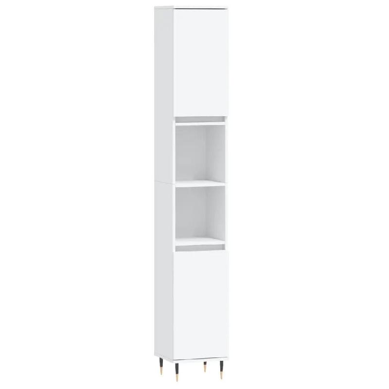 Helloshop26 - Armoire de salle de bain blanche avec rangement spacieux 30 x 30 x 190 cm style industriel en bois d'ingénierie blanc 02_0048985 - blan_0