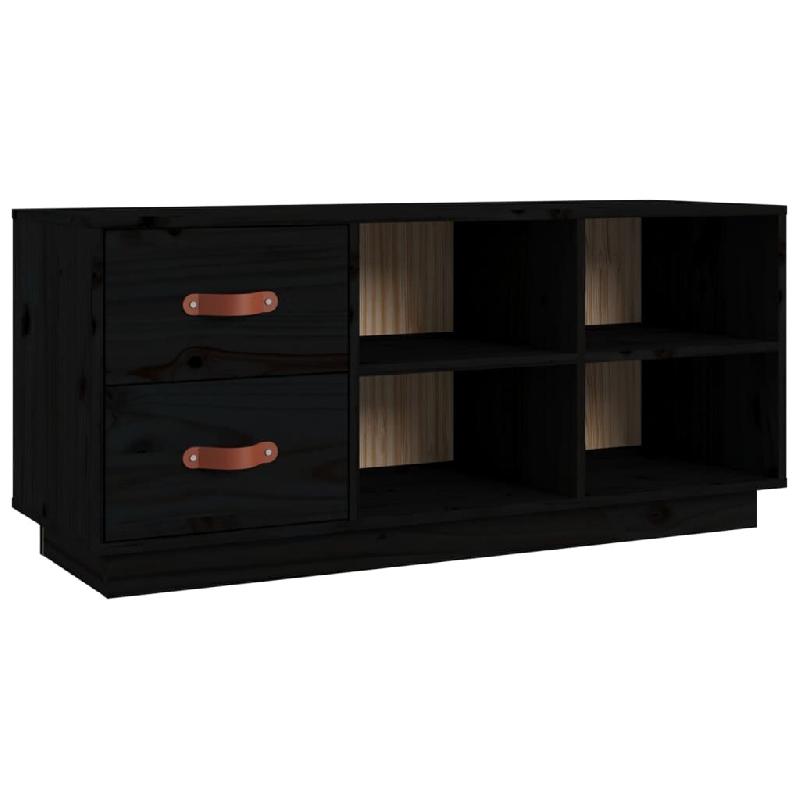 Helloshop26 - Banc à chaussures bottes commode étagère meuble entrée rangement 100 x 34 x 45 cm bois de pin massif noir 02_0022980 - noir Bois mas_0