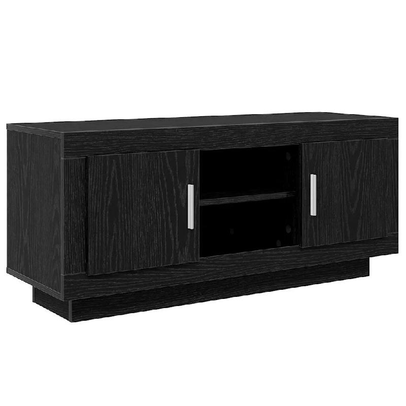 Helloshop26 - Meuble TV rectangulaire rustique 102 x 35 x 45 cm avec étagères et portes en bois d'ingénierie noir 02_0052674 - noir Bois massif 300_0