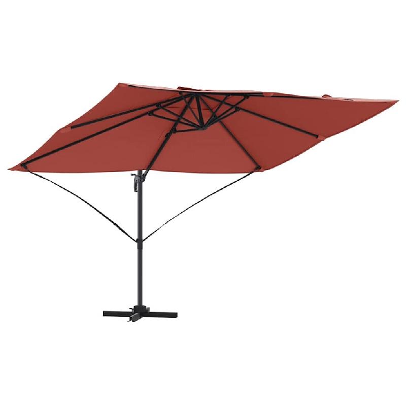 Helloshop26 - Parasol cantilever moderne inclinable rotatif jardin 351 x 250 x 260 cm en polyester terre cuite 02_0058722 - aluminium 3000240738586_0