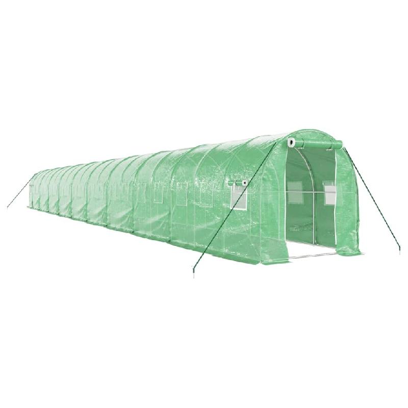 Helloshop26 - Serre tente abri plante fleur légumes avec cadre en acier 40 m² 20 x 2 x 2 m vert 02_0044588 - vert acier 3000220264555_0